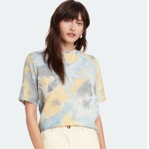 NWT NORR Lucy Top Blouse Tie Dye Size XS Grey Yellow Blue